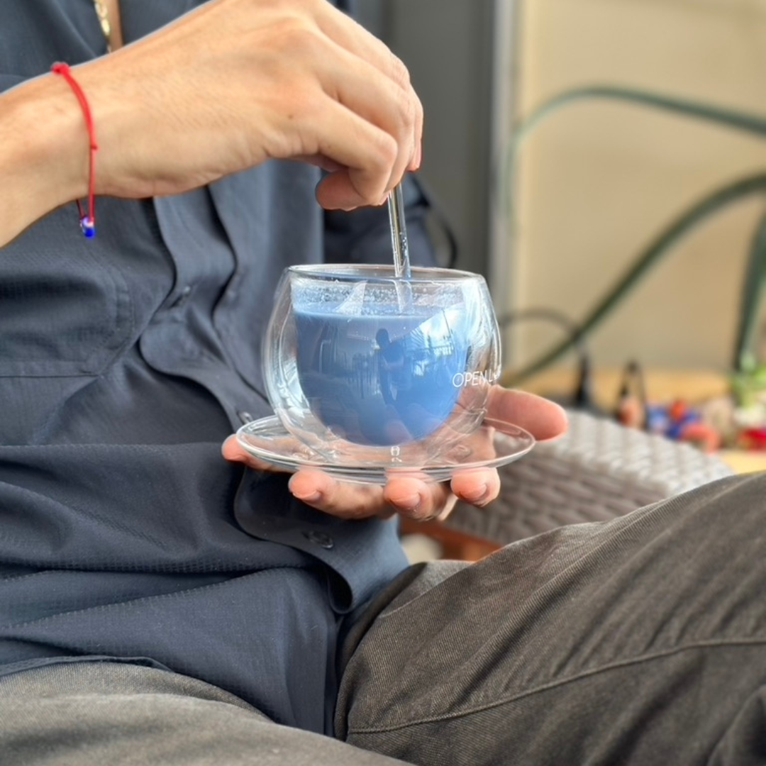 %60 off - Set de Taza de Vidrio Doble Capa con Base y Cuchara