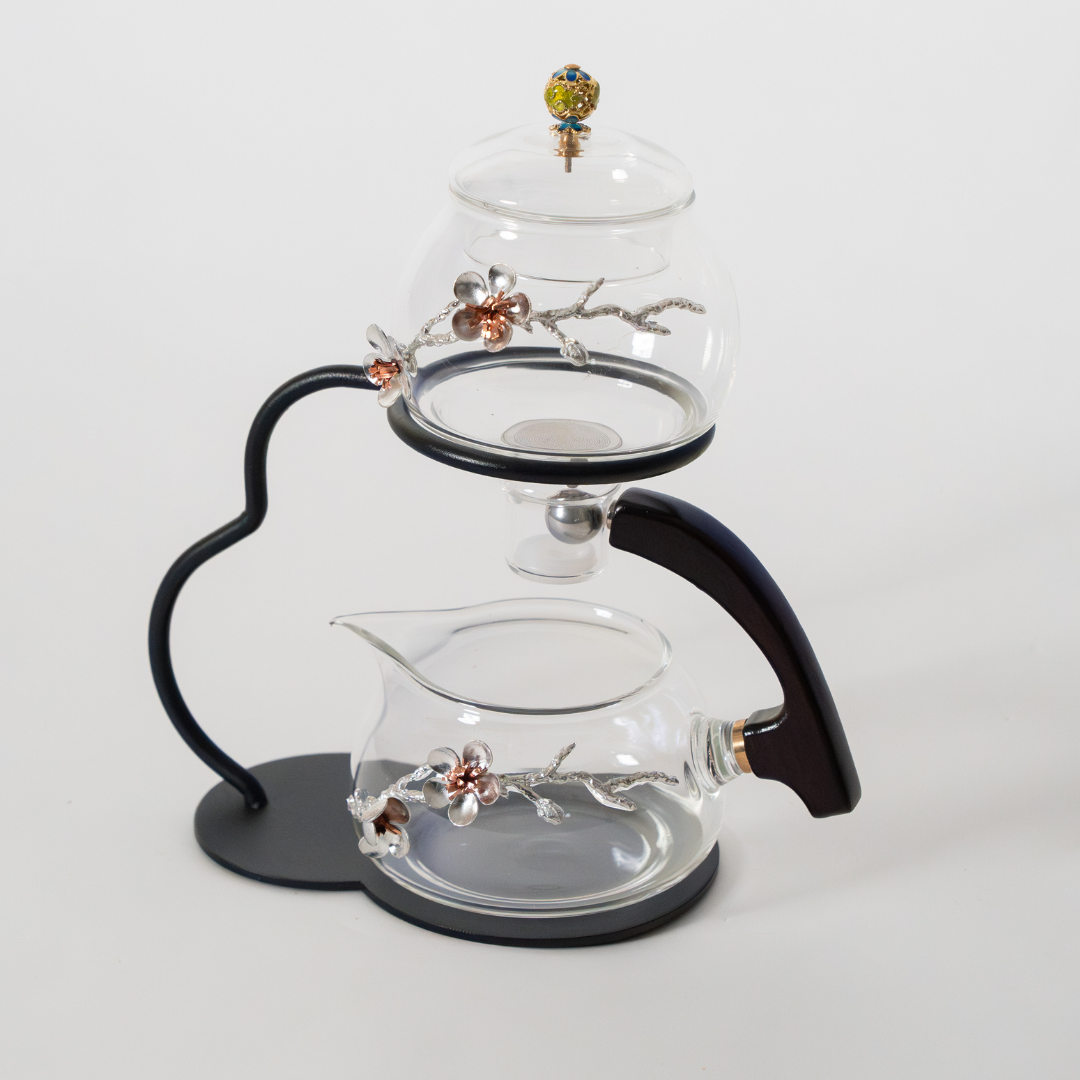 %60 off - Tetera Premium magnetica de vidrio diseño floral